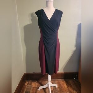 Lauren Ralph Lauren Size 12 Burgundy Black Woman's Dress Draping H64